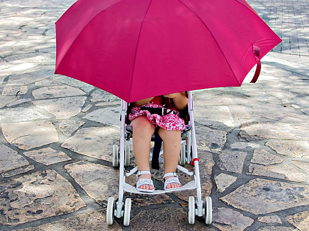 Child with Red Umbrella stock photo