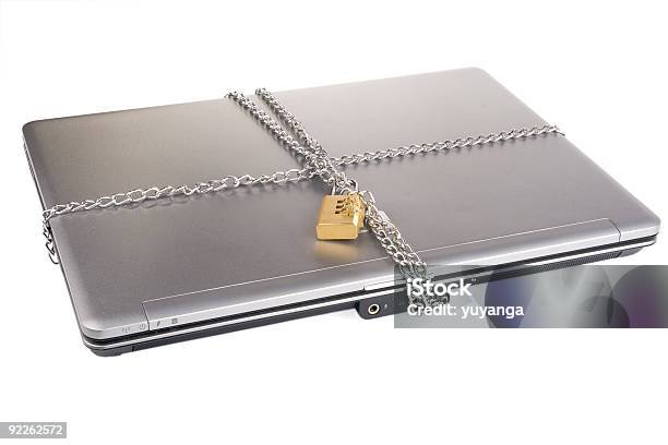 Laptop With Lock And Chain Stock Photo - Download Image Now - Backgrounds, Chain - Object, Coding