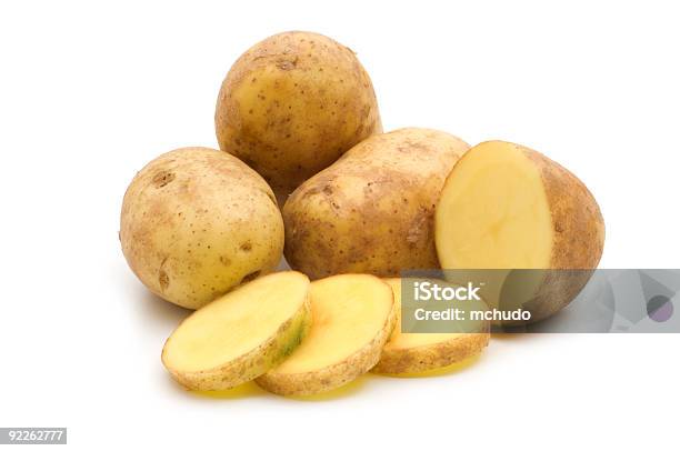 Slice Potato On White Background Stock Photo - Download Image Now - Color Image, Food, Food and Drink