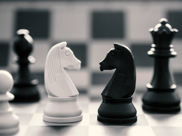 istock black and white chess horse stones 922629306