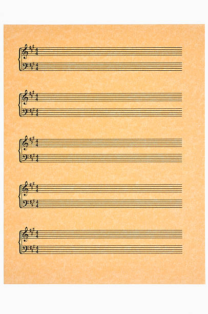 Chiave di un vuoto foglio di musica su carta Pergamena - foto stock