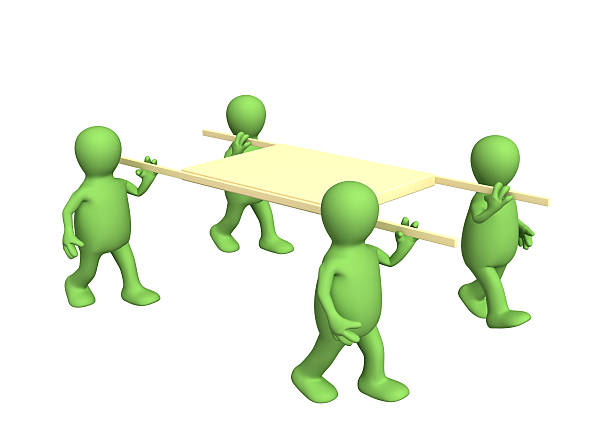 3d renderer image. Doctors carrying patient. Medical concept. Isolated white background.