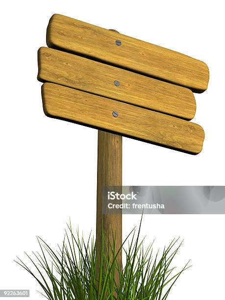 Wooden Signboard From Three Boards Stock Photo - Download Image Now - Border - Frame, Color Image, Cut Out