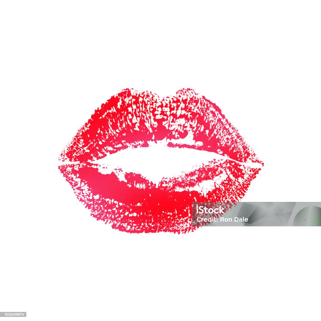 Red Kiss Lips Lipstick Print Or Imprint Vector Isolated Element On