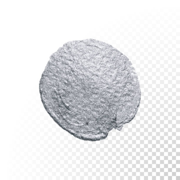 istock Silver glitter paint brush circle stain or abstract dab smear smudge texture on transparent background. Vector isolated glittering sparkling silver paint ink splash stain for greeting card design 922641052