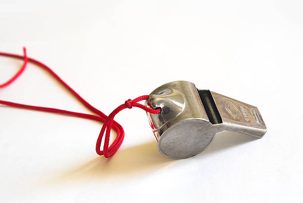 istock Metal whistle on a red cord 92264215