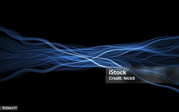 Wispy Blue Glowing Flame Fractal Stock Photo - Download Image Now - Quantum, Cable, Wave Pattern