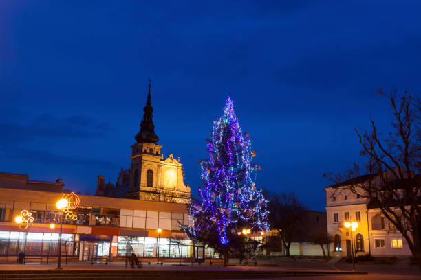 Christmas tree on main square in Tarnobrzeg
