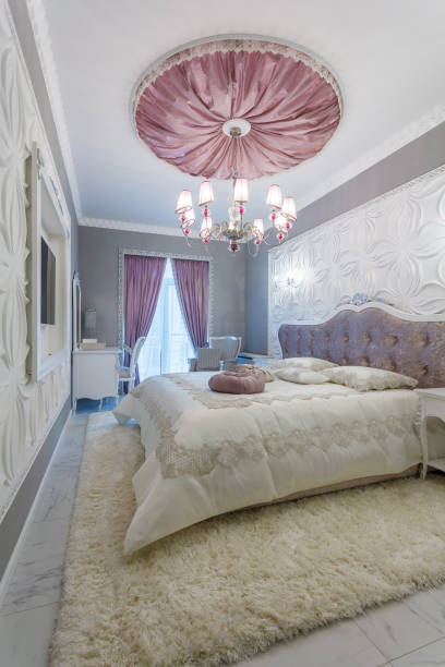 istock Classic bedroom with double bed, tv 922645516