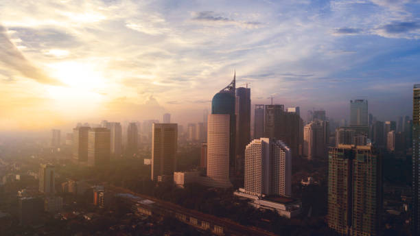 istock Jakarta skyline at sunrise 922648526