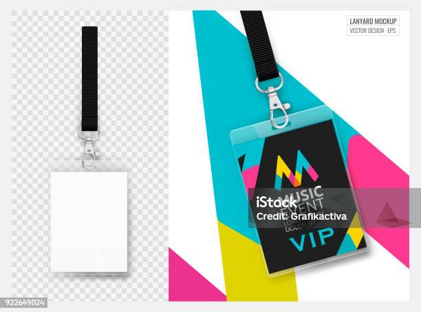 Lanyard Design With Transparent Background Example Of Colorful Design For Online Portfolio Or Customer Presentation Lanyard For Brand Identity Stock Illustration - Download Image Now