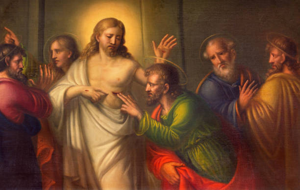 Turin - The The painting  The Doubt of St. Thomas in Church Chiesa di Santo Tomaso by unknown artist of 18. cent. Turin - The The painting  The Doubt of St. Thomas in Church Chiesa di Santo Tomaso by unknown artist of 18. cent. easter sunday photos stock pictures, royalty-free photos & images