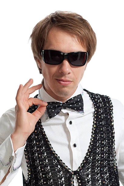 istock Man with bow tie in black glasses 92265081