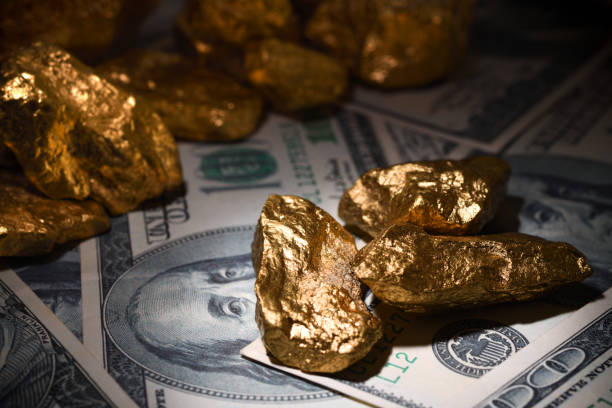 Gold nuggets stock photo