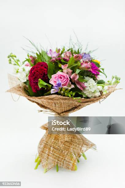 Beautiful Bouquet Of Bright Flowers In Basket Isolated On White Stock  Photo, Picture and Royalty Free Image. Image 18890542.