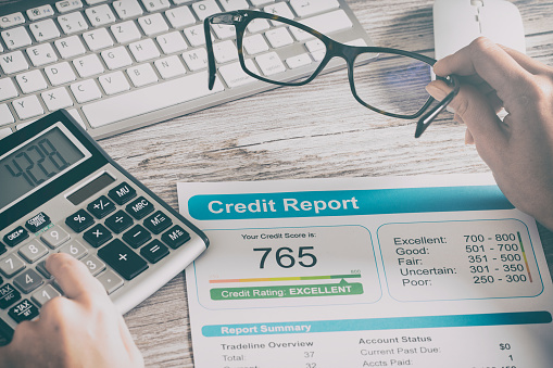 report credit score banking borrowing application risk form document loan business market concept - stock image