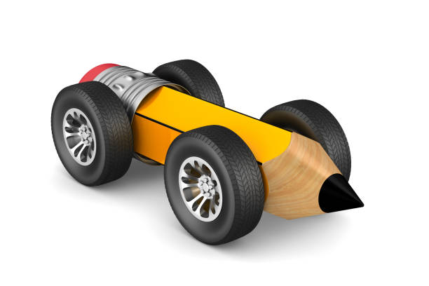 istock pencil with wheels on white background. Isolated 3D illustration 922657888