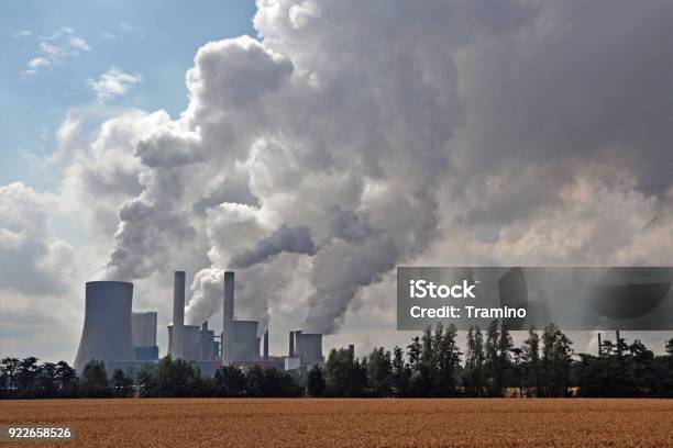 Factory Chimneys Emitting Air Pollutions Stock Photo - Download Image Now - Air Pollution, Pollution, Agricultural Field