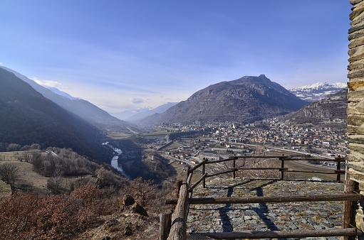 View from the castle towards the valley in the direction of Chatillon.