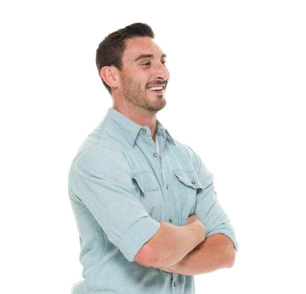 istock Charming man waist up arms crossed 922659826