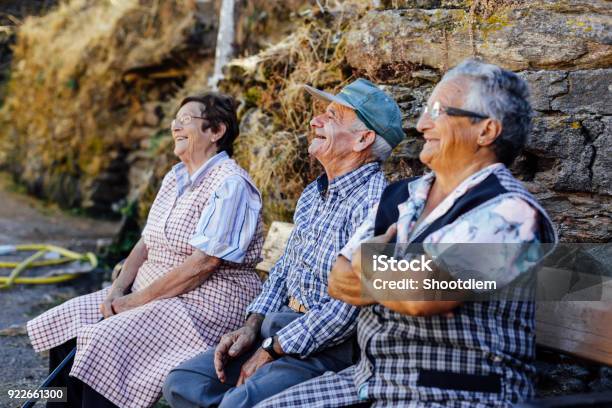 Mayores Gallegos Dedicados A Trabajar En El Campo Hablando Felizmente En La Provincia De Orense Galicia España Foto de stock y más banco de imágenes de Tercera edad