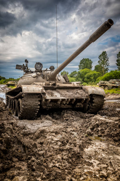 There are several armored vehicles in this field, impressive in their silence. From a distance it looks like a military operation, but up close it looks like old tanks