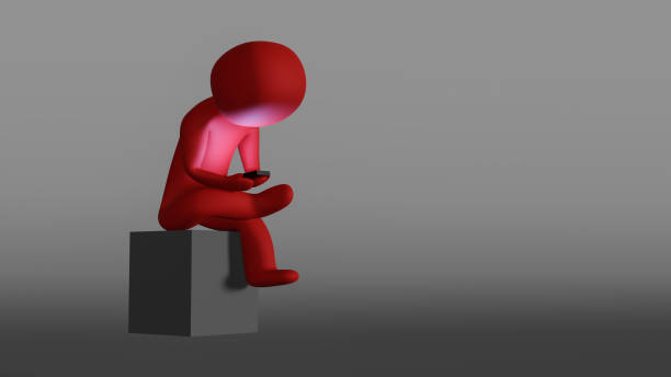 istock Red figure looking at phone 922661992