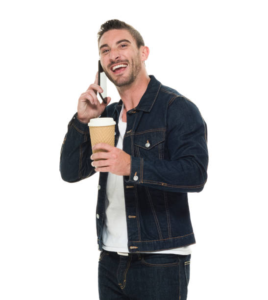 istock Waist up view of attractive man using smart phone 922662316