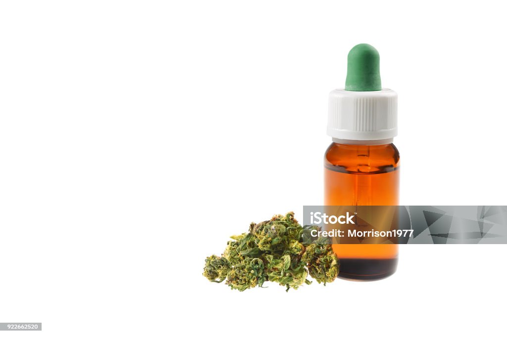 Marijuana oil cbd bottle Marijuana oil cbd bottle isolated on white background Essential Oil Stock Photo