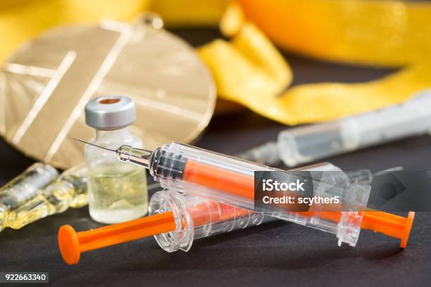 Doping Steroid Sport Drugs Health Closeup Win Syringe Stock Photo - Download Image Now