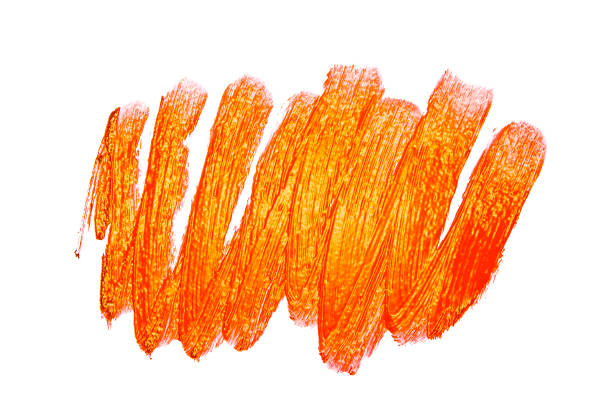 istock Orange color lipstick stroke on white background 922666190