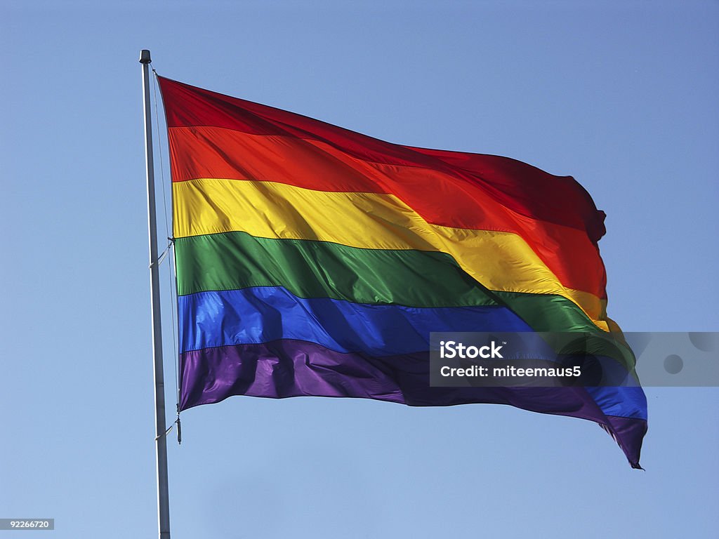 Rainbow flag  Blue Stock Photo