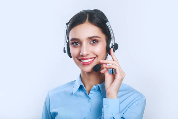 istock Woman customer service worker, call center smiling operator with phone headset 922668124