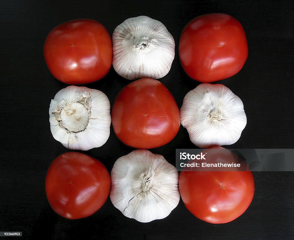 Tomate e Alho no padrão - Foto de stock de Alimentação Saudável royalty-free