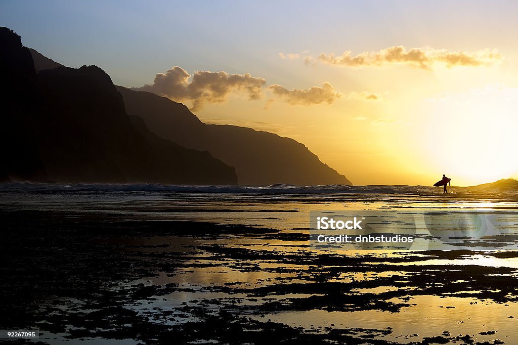 Pôr do sol do havaiano - Foto de stock de Kauai royalty-free