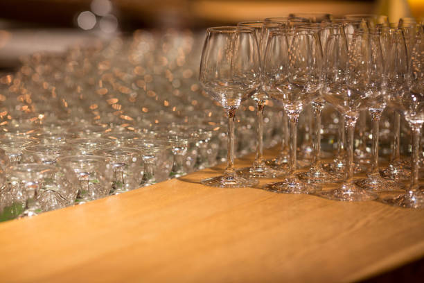 istock Wine glasses inwarm light  loft restaurant 922671382