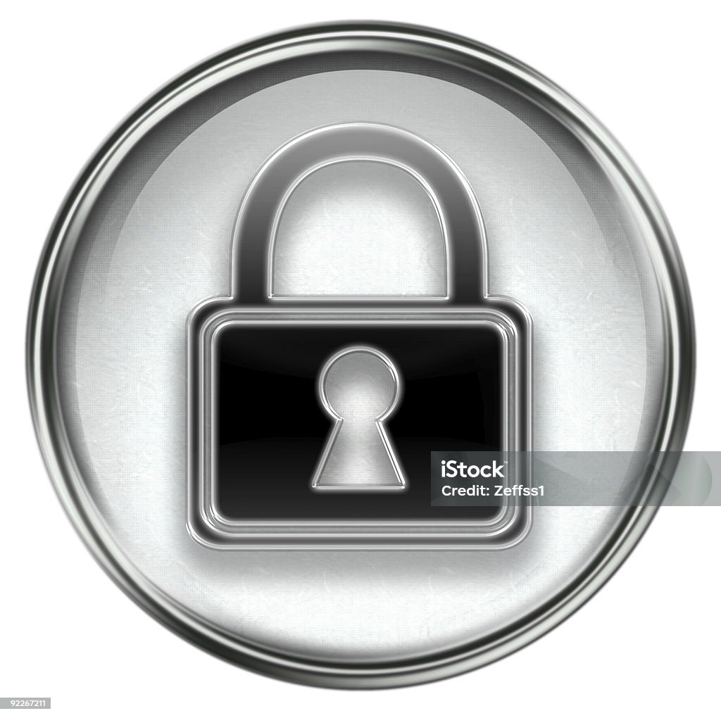 Lock icon grey, isolated on white background.  Circle stock illustration