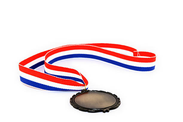 istock Blank medal with tricolor ribbon 92267315