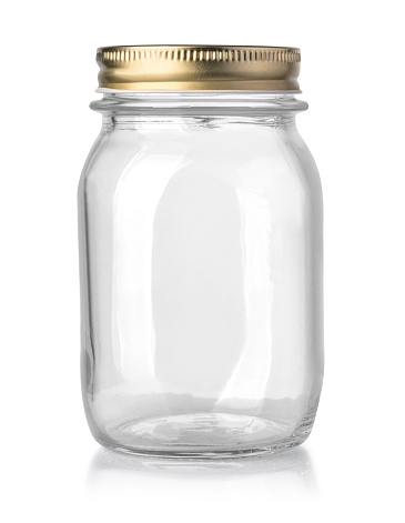 empty glass jar isolated on white with clipping path