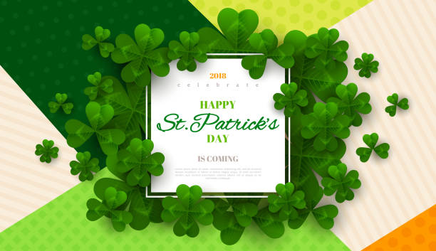 день патр�ика карты с квадратной рамой - st patricks day backgrounds clover leaf stock illustrations