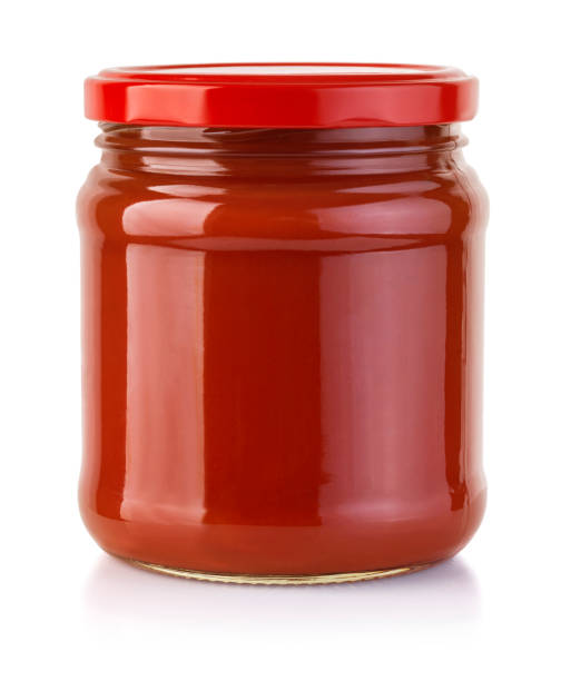 słoik z sosem pomidorowym - tomato sauce jar zdjęcia i obrazy z banku zdjęć