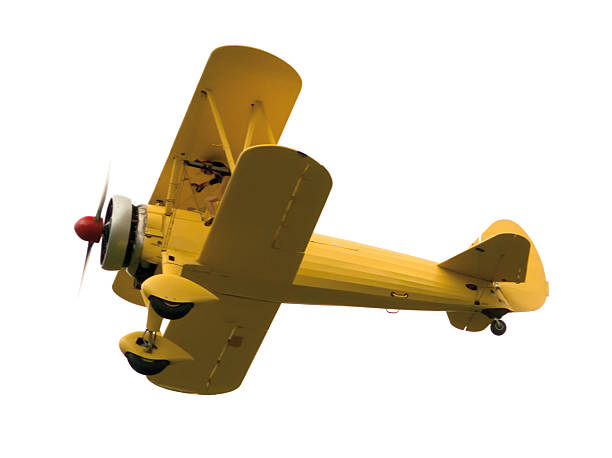istock Vintage biplane in the air, isolated 92267560