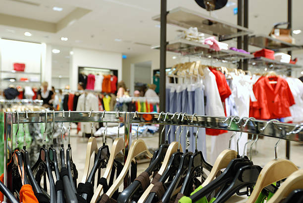 istock Clothing racks in a mall department store 92267647