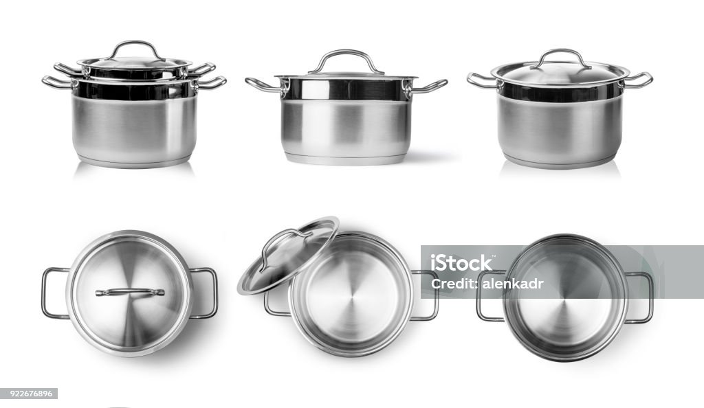 cooking pot Open stainless steel cooking pot isolated on white Stew Pot Stock Photo