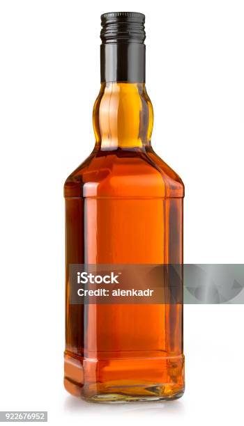 Whiskey Bottle On White Stock Photo - Download Image Now - Bottle, Whiskey, Alcohol - Drink