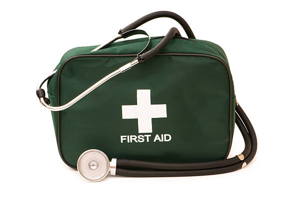 istock First aid kit and stethoscope isolated on the white 92267955