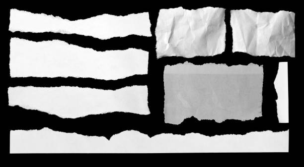papeles rasgados en negro - torn paper fotografías e imágenes de stock
