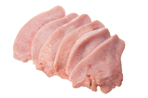 Raw turkey meat, fillet isolated on white background
