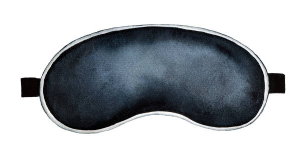 ilustrações de stock, clip art, desenhos animados e ícones de black satin sleep mask for eye covering, for rest and relaxation. - máscara de olhos