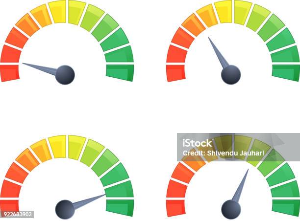 Performance Meter 4 Stage Illustration Stock Illustration - Download Image Now - Achievement, Arranging, Arrow Symbol